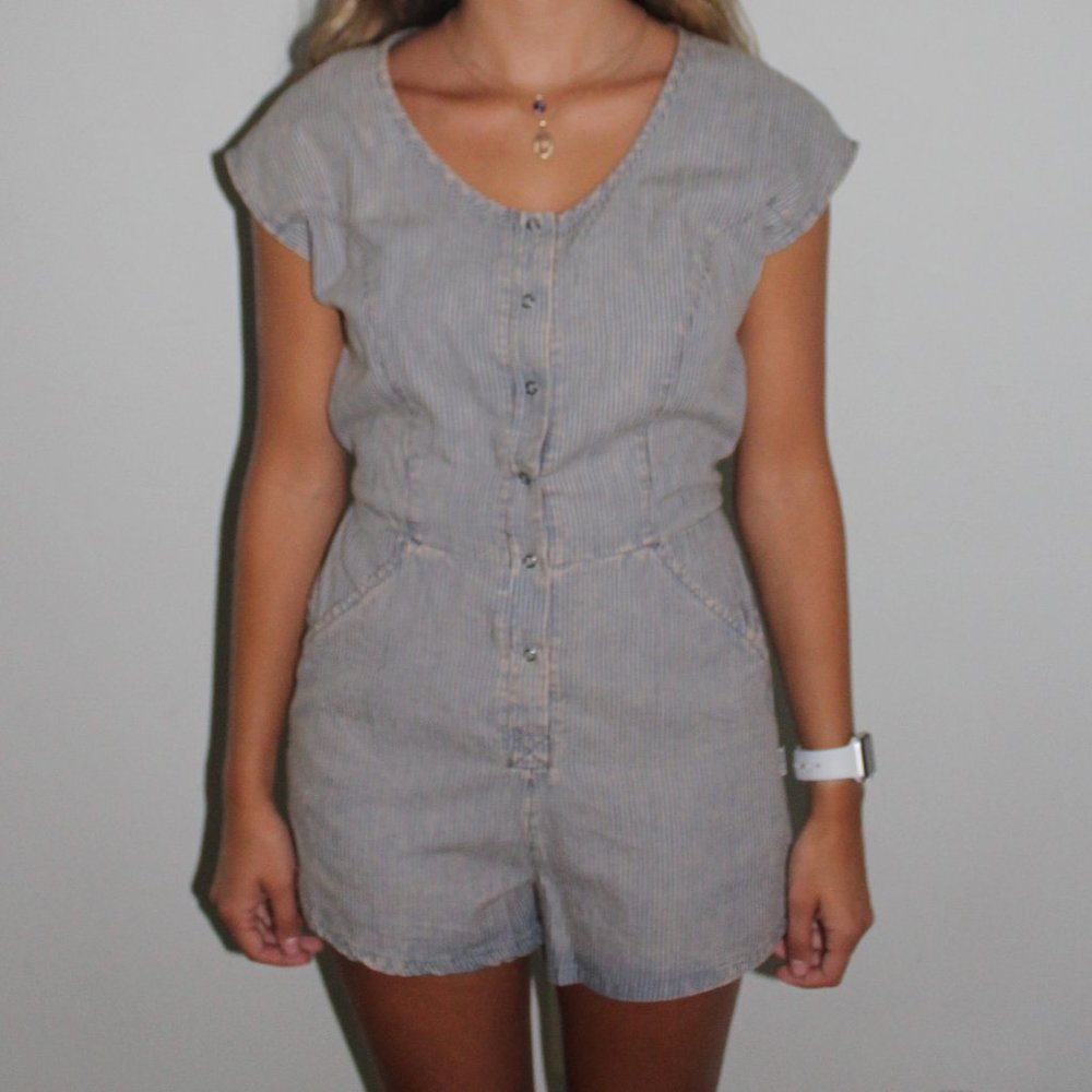 RVCA denim striped romper